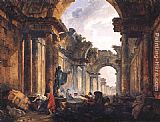 Imaginary View of the Grande Galerie in the Louvre in Ruins by Hubert Robert